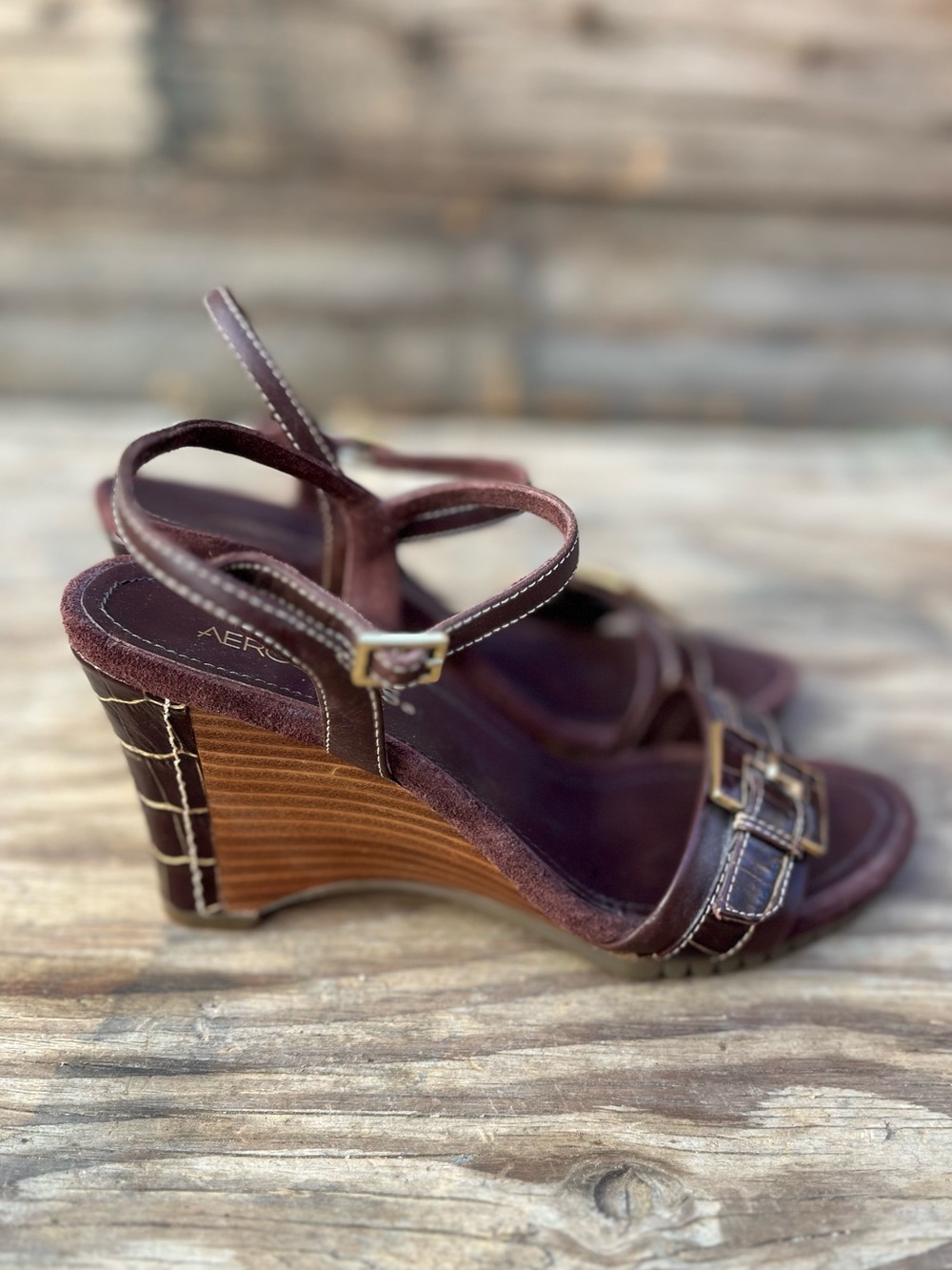 AEROSOLES | Vintage Y2K Brown Wedge Sandals 6